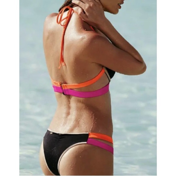 Victorias Secret Swim 2pc Bikini Set Pushup Flirt/Itsy Neon Top 32D Bottom XS - Picture 2 of 7